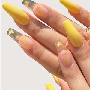 Beautiful yellow aesthetic butterfly nails